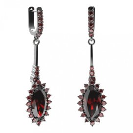 BG náušnice s centrálním oválným kamenem 513-B93 Stříbro 925 - ruthenium (30-90dní) Granát