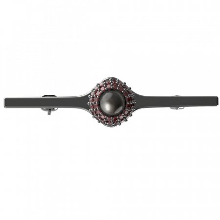 BG brooch 540I - Metal: Silver - gold plated 925, Stone: Garnet and pearl