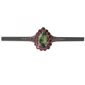 BG brož 519K Stříbro 925 - ruthenium (30-90dní) Vltavín a granát