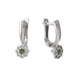 BG vltavínové náušnice 552 Bílé zlato - 585 Vltavín a diamant