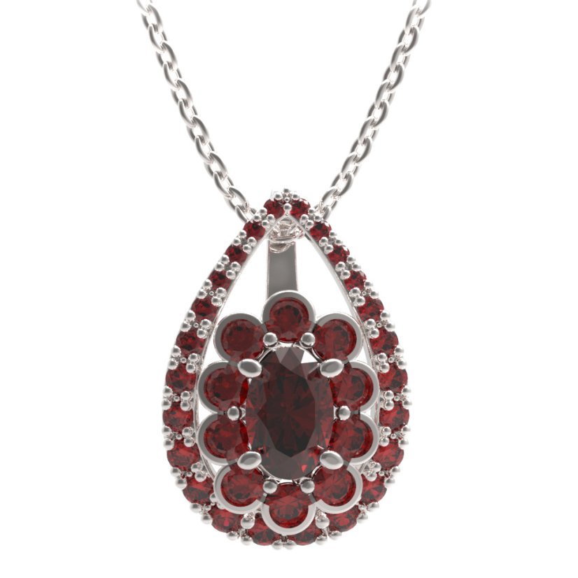 BG přívěs s centrálním oválným kamenem 517-90 Stříbro 925 - rhodium Granát