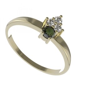 BG prsten 159 I Žluté zlato - 585 Vltavín a  kubický zirkon