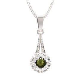 BG přívěs kruhováho tvaru 497-G Stříbro 925 - rhodium Vltavín a kubický zirkon
