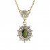 BG garnet necklace 018K - Metal: Yellow gold 585, Stone: Moldavite and cubic zirconium