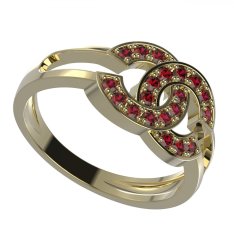 BG granátový prsten polokruh 1372 Žluté zlato - 585 Granát