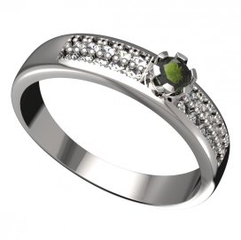 BG vltavínový prsten 869F Bílé zlato - 585 Vltavín a diamant