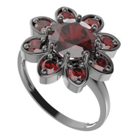 BG prsten oválný 698-I Stříbro 925 - ruthenium (30-90dní) Granát