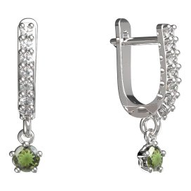 BG vltavínové náušnice 873 Bílé zlato - 585 Vltavín a diamant