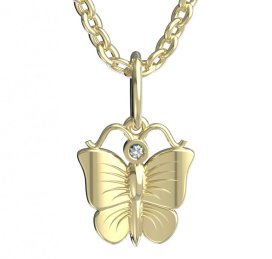 BeKid dětský přívěšek motýlek 823 Žluté zlato - 585 Bílý kubický zirkon