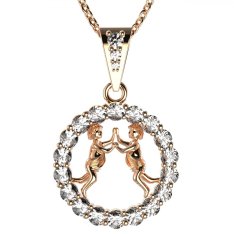 BG zlatý diamantový přívěšek Blíženci 044 Růžové zlato 585 (30-90dní) Diamant lab-grown