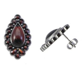 BG náušnice přírodní broušený granát 532 Bílé zlato - 585 Granát