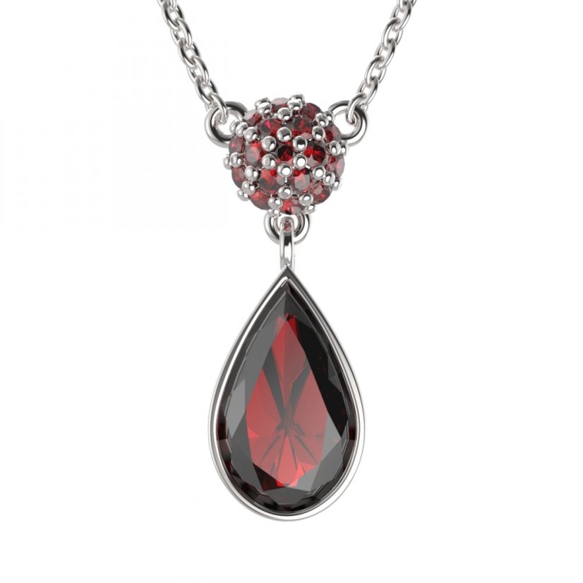 BG náhrdelník vsazený granát hvězdicový brus  958 Stříbro 925 - rhodium Granát