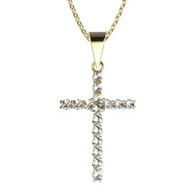 BG zlatý diamantový přívěšek křížek 259 Žluté zlato - 585 Diamant lab-grown