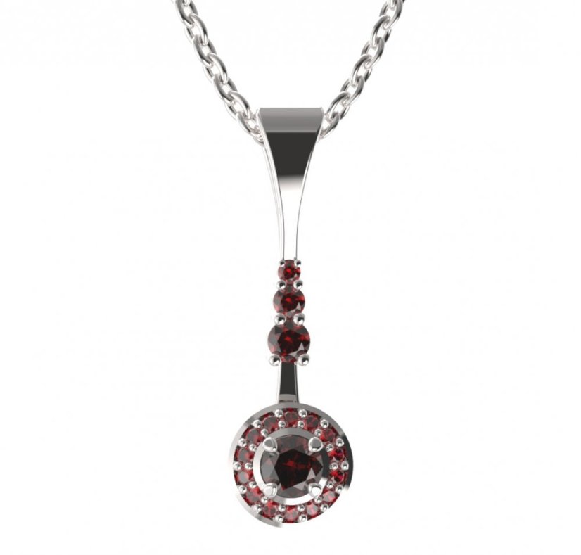 BG přívěs kruhového tvaru 541-B Stříbro 925 - rhodium Granát