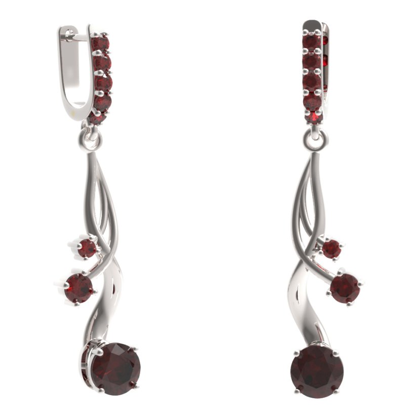 BG náušnice kruhového tvaru 473-P93 Stříbro 925 - rhodium Granát