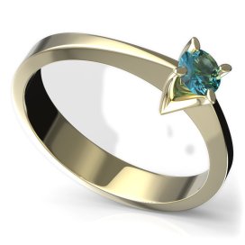 BG zlatý prstýnek 784 Žluté zlato - 585 Světle modrý kubický zirkon