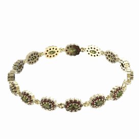 BG náramek přírodní broušený granát   455 Žluté zlato - 585 Vltavín a granát