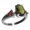 BG prsten s oválným kamenem 492-U - Kov: Stříbro 925 - rhodium, Kámen: Vltavín a granát