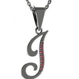 Stříbrný přívěsek s českým granátem, ruthenium – 1218