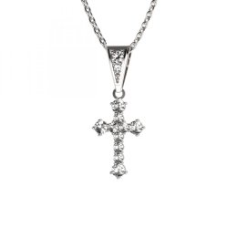 BG zlatý přívěšek křížek 256 Bílé zlato - 585 Bílý kubický zirkon