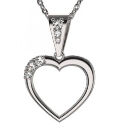BG zlatý diamantový přívěšek srdíčko 1558 Bílé zlato - 585 Diamant lab-grown