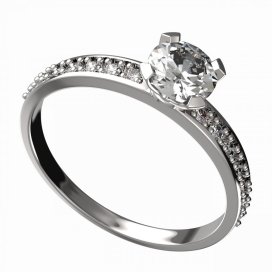 BG zlatý diamantový prstýnek 558 E Bílé zlato - 585 Diamant lab-grown