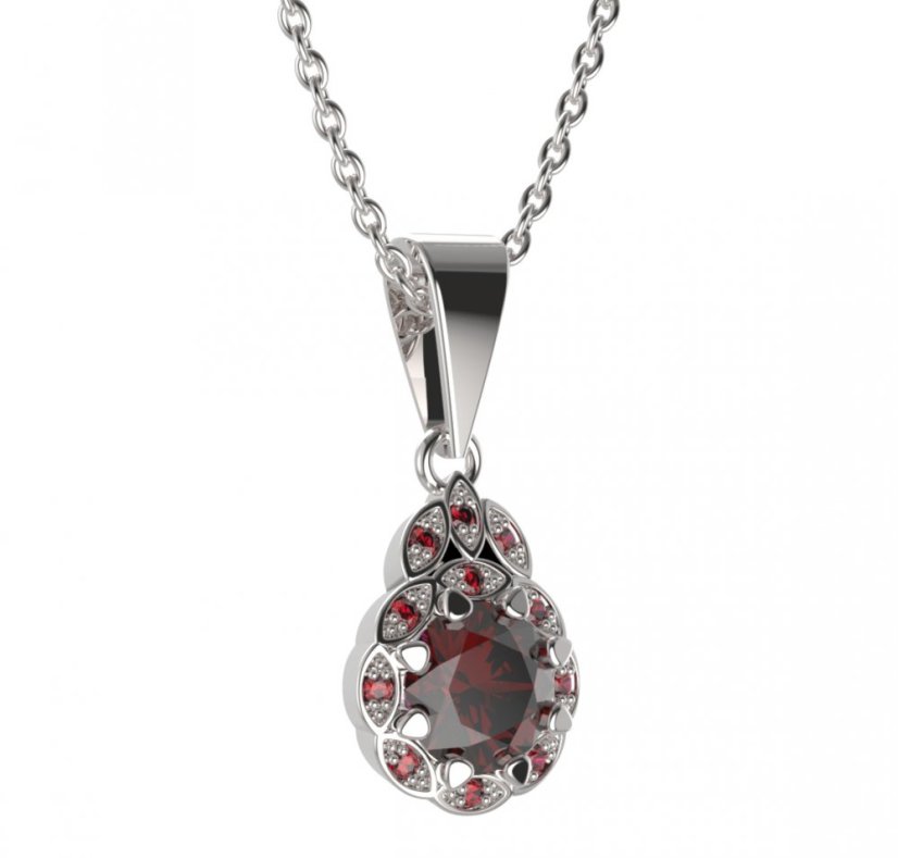 BG přívěs kulatý 991-0 Stříbro 925 - rhodium Granát