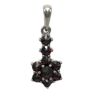 Stříbrný prsten s českým granátem, ruthenium – 014
