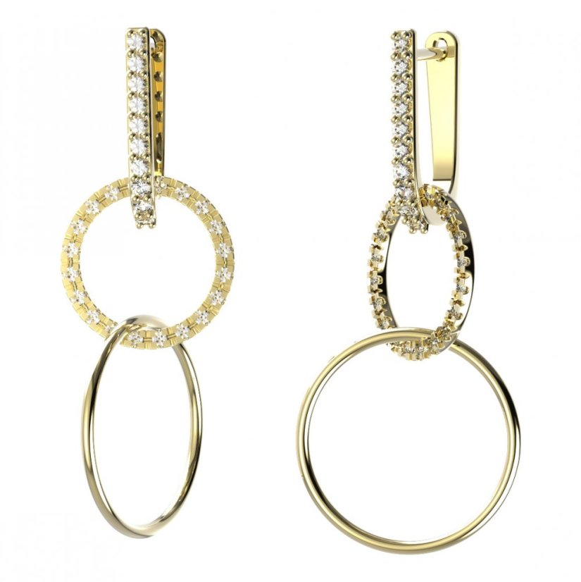 BG zlaté náušnice 1163+92 Žluté zlato - 585 Bílý kubický zirkon