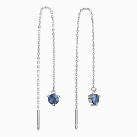 BeKid, Gold kids earrings -782 - Switching on: Chain 9 cm, Metal: White gold 585, Stone: Light blue cubic zircon