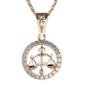 Zlatý přívěsek znamení Váhy s lab-grown diamantem, růžové zlato 585 – 052 (Zd14052J1)