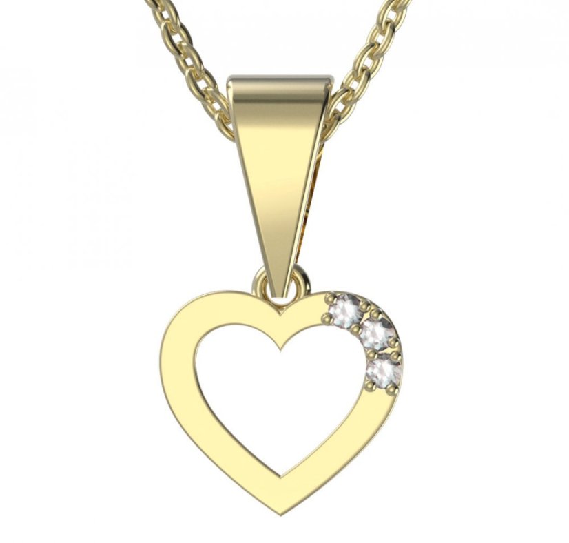 BG zlatý diamantový přívěšek srdíčko 1257 Žluté zlato - 585 Diamant lab-grown