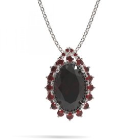 BG přívěs s centrálním oválným kamenem 507-90 Stříbro 925 - rhodium Granát