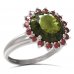 BG prsten s kulatým kamenem 512-I - Kov: Stříbro 925 - rhodium, Kámen: Vltavín a granát
