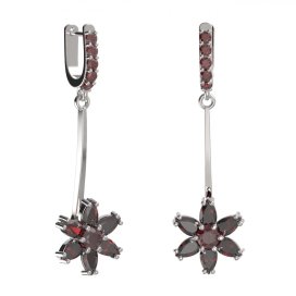 BG náušnice ve tvaru hvězdy 520-A93 Bílé zlato - 585 Granát