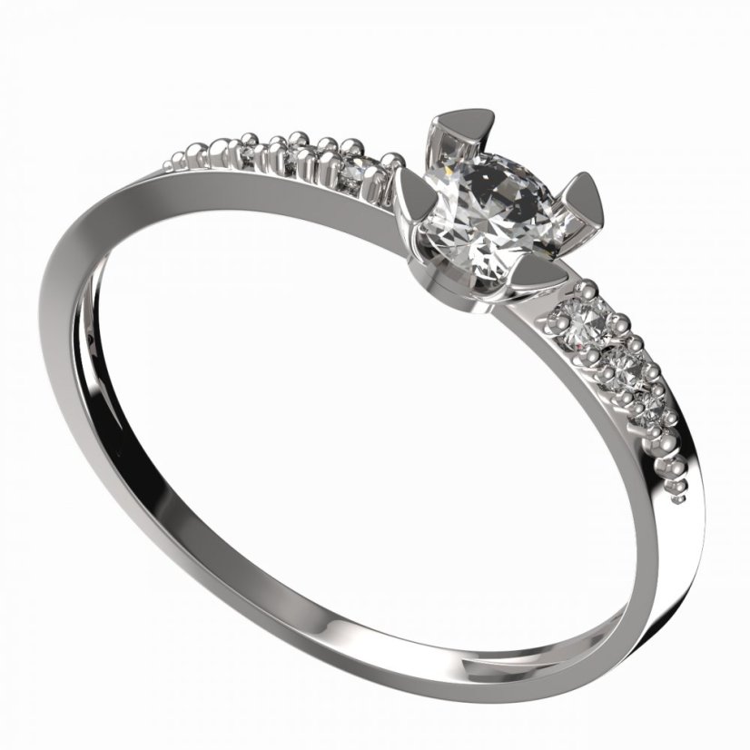 BG zlatý diamantový prstýnek 884 D Bílé zlato - 585 Diamant lab-grown