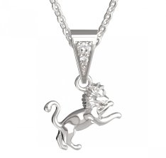 BG zlatý přívěšek Lev 040 Bílé zlato - 585 Diamant