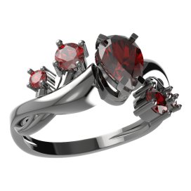 BG prsten s kapkovitým kamenem 495-P Stříbro 925 - ruthenium (30-90dní) Granát