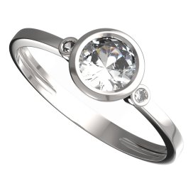 BG zlatý prstýnek 557 L Bílé zlato - 585 Diamant