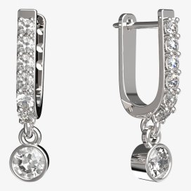 BG zlaté náušnice 722 Bílé zlato - 585 Bílý kubický zirkon