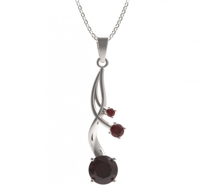 BG přívěs kruhového tvaru 474-P Stříbro 925 - rhodium Granát