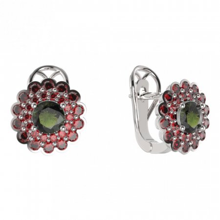BG  earring 463-R7 circular - Metal: Silver 925 - rhodium, Stone: Garnet