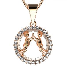 BG zlatý diamantový přívěšek Blíženci 045 Růžové zlato 585 (30-90dní) Diamant lab-grown