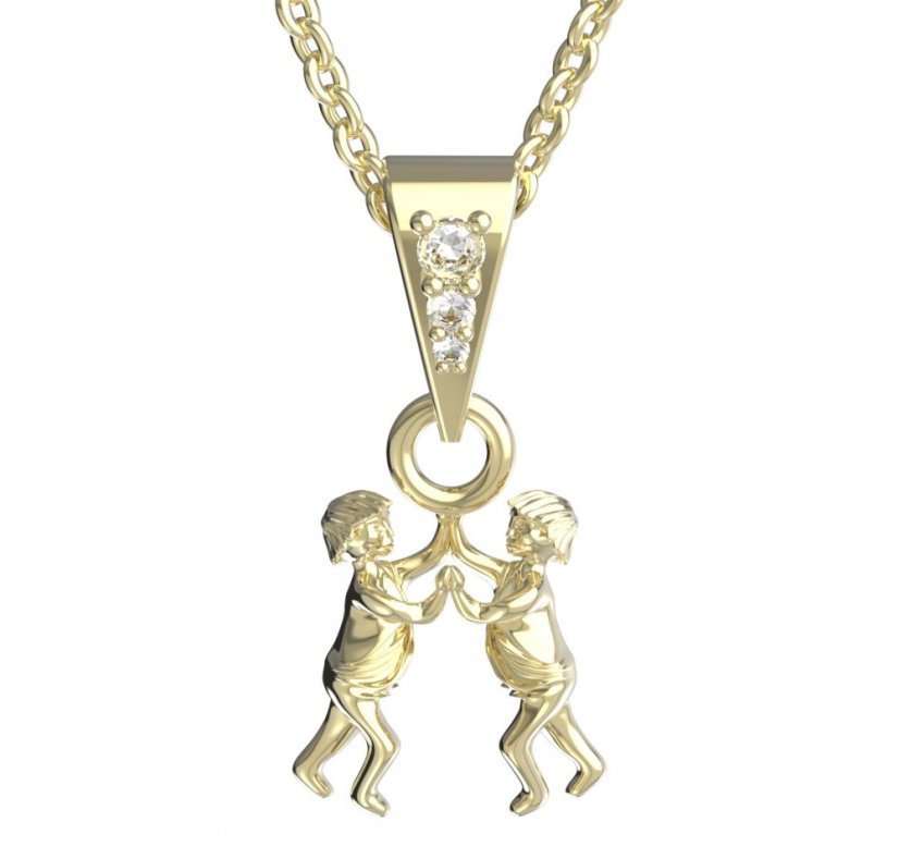 BG zlatý přívěšek Blíženci 040 Žluté zlato - 585 Diamant