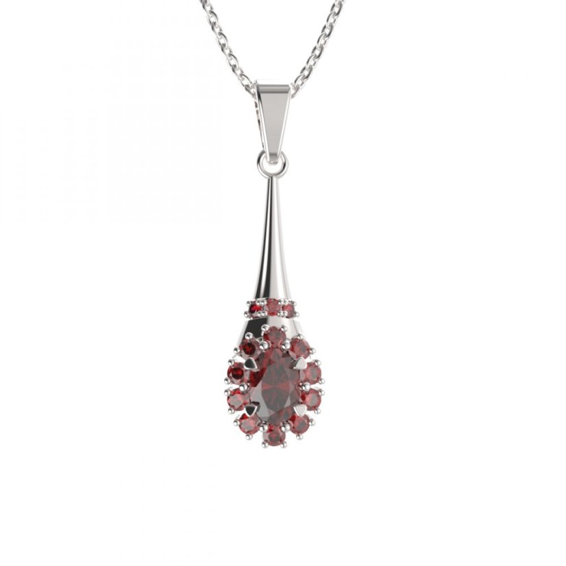 BG přívěs s centrálním oválným kamenem 498-C Stříbro 925 - rhodium Granát