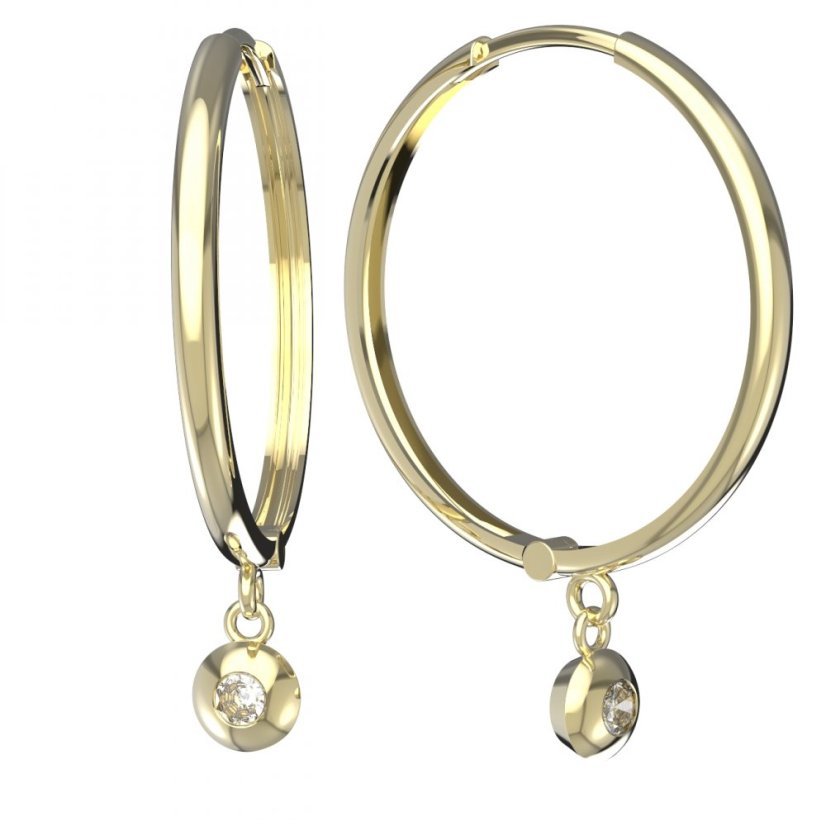 BG zlaté diamantové náušnice 732 Žluté zlato - 585 Diamant lab-grown