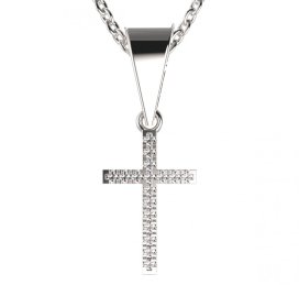 BeKid dětský přívěšek křížek 1167o Bílé zlato - 585 Diamant