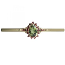 BG brož 505K Žluté zlato - 585 Vltavín a granát