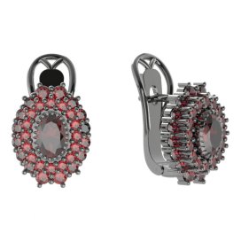 BG  náušnice 243-R7 oválné Stříbro 925 - ruthenium (30-90dní) Granát