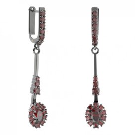 BG náušnice s centrálním oválným kamenem 498-B94 Stříbro 925 - ruthenium (30-90dní) Granát